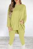 Casual Solid O Neck Long Sleeve Two Pieces