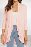 Elegant Solid Flounce POLO collar Outerwear