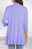 Elegant Solid Flounce POLO collar Outerwear
