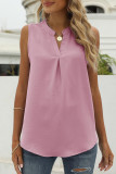 Casual Solid Fold V Neck Tops