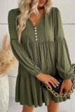 Casual Solid Patchwork V Neck A Line Dresses