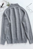 Casual Solid Patchwork Turtleneck Tops