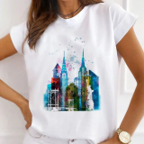 Casual Print O Neck T-Shirts