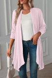 Casual Solid Asymmetrical Scarf Collar Outerwear