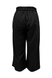 Casual Simplicity Solid Pocket Loose High Waist Wide Leg Solid Color Bottoms