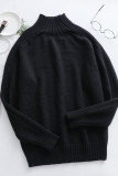 Casual Solid Patchwork Turtleneck Tops