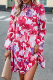 Sweet Elegant Print Patchwork Half A Turtleneck A Line Dresses