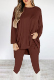 Casual Solid O Neck Long Sleeve Two Pieces