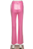 Sexy Solid Frenulum Regular Mid Waist Pencil Solid Color Bottoms