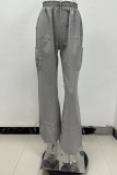 Street Solid Pocket Loose Straight Solid Color Bottoms