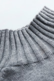 Casual Solid Patchwork Turtleneck Tops