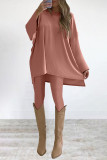 Casual Solid O Neck Long Sleeve Two Pieces