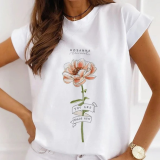 Casual Print O Neck T-Shirts