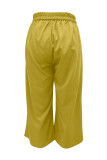 Casual Simplicity Solid Pocket Loose High Waist Wide Leg Solid Color Bottoms