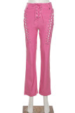 Sexy Solid Frenulum Regular Mid Waist Pencil Solid Color Bottoms