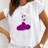 Casual Print O Neck T-Shirts