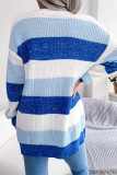 Street Striped Contrast Cardigan Collar Tops