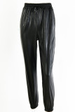Casual Street Solid Draw String Regular Pencil Solid Color Bottoms