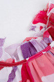Sweet Elegant Print Patchwork Half A Turtleneck A Line Dresses