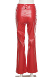 Sexy Solid Frenulum Regular Mid Waist Pencil Solid Color Bottoms