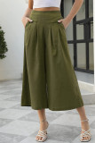 Casual Simplicity Solid Pocket Loose High Waist Wide Leg Solid Color Bottoms
