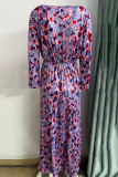 Bohemian College Floral Frenulum V Neck Printed Dress Dresses
