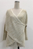 Casual Solid Patchwork V Neck Tops