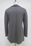 Casual Solid Asymmetrical Scarf Collar Outerwear
