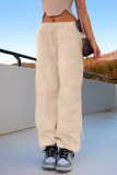 Street Solid Pocket Loose Straight Solid Color Bottoms