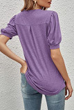 Casual Solid Fold V Neck T-Shirts