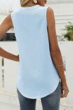 Casual Solid Fold V Neck Tops