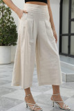 Casual Simplicity Solid Pocket Loose High Waist Wide Leg Solid Color Bottoms
