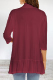 Elegant Solid Flounce POLO collar Outerwear