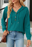 Casual Solid Buttons Hooded Collar Tops