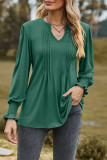 Elegant Simplicity Solid Fold V Neck Tops