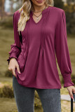 Elegant Simplicity Solid Fold V Neck Tops