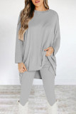 Casual Solid O Neck Long Sleeve Two Pieces