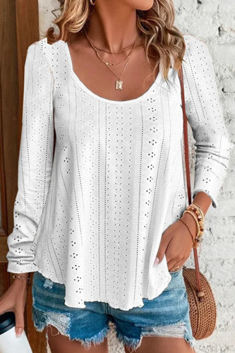 Casual Solid Stringy Selvedge O Neck Tops
