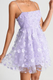 Sweet Elegant Solid Patchwork Sling Dress Dresses