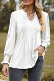 Elegant Simplicity Solid Fold V Neck Tops