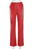 Sexy Solid Frenulum Regular Mid Waist Pencil Solid Color Bottoms