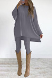 Casual Solid O Neck Long Sleeve Two Pieces