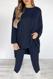 Casual Solid O Neck Long Sleeve Two Pieces
