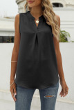 Casual Solid Fold V Neck Tops
