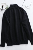 Casual Solid Patchwork Turtleneck Tops
