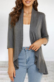 Elegant Solid Flounce POLO collar Outerwear