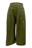 Casual Simplicity Solid Pocket Loose High Waist Wide Leg Solid Color Bottoms