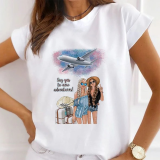 Casual Print O Neck T-Shirts