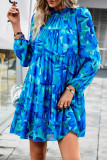 Sweet Elegant Print Patchwork Half A Turtleneck A Line Dresses