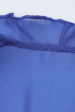 Sexy Solid Frenulum See-through V Neck A Line Dresses